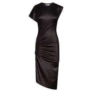 Black drapé pression dress in shiny jersey